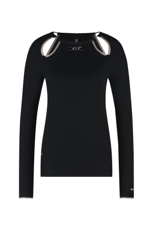 ZIP73 ZIP73 top cut-out zw/champagne w24/628/01/009 T-shirt Lange mouw 009 zwart/champagne
