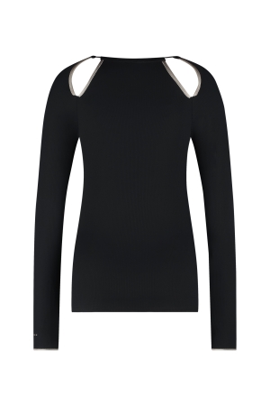 ZIP73 ZIP73 top cut-out zw/champagne w24/628/01/009 T-shirt Lange mouw 009 zwart/champagne