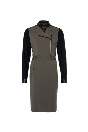 ZIP73 ZIP73 jurk a-symm. zw/taupe w24/633/01/018 Jurk 018 zwart/taupe