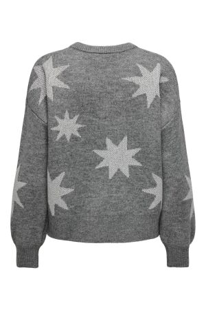 Only Only onlrosie ls o-neck glitter knt 15328250 Trui medium grey melange silver glitter