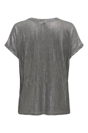 Only Only onlmirinda s/s v-neck top jrs 15333628 T-shirt Korte mouw dark grey melange gun metallic