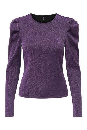 Only Only onlrich l/s glitter puff top jrs 15278055 T-shirt Lange mouw black liatris glitter