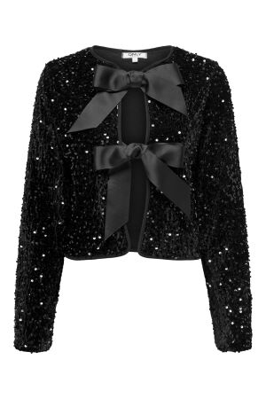 Only Only onlanika sequins ls bow top wvn 15339412 T-shirt Lange mouw black black bow