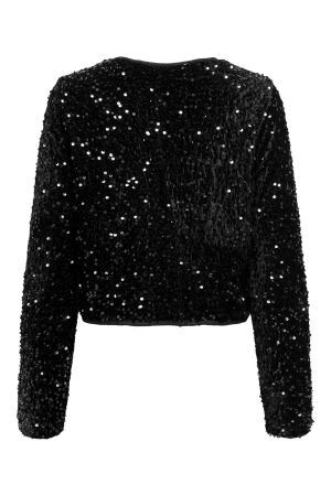 Only Only onlanika sequins ls bow top wvn 15339412 T-shirt Lange mouw black black bow