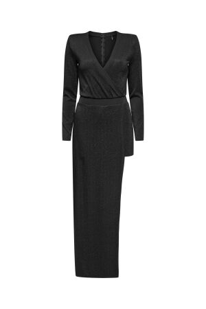 Only Only onlrich l/s v-neck glitter romper jrs 15333854 black black glitter