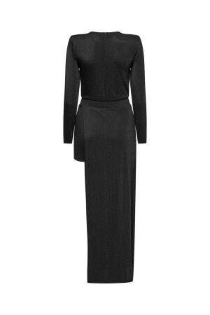 Only Only onlrich l/s v-neck glitter romper jrs 15333854 black black glitter