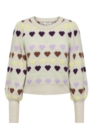 Only Only onlheartbeat ls o-neck ex knt 15302356 Trui pumice stone lavend/ friar b/pale l/italian p/seac