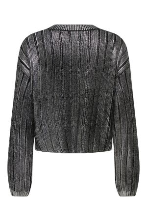 Only Only onlkama ls o-neck foil knt 15331238 Trui black silver foil