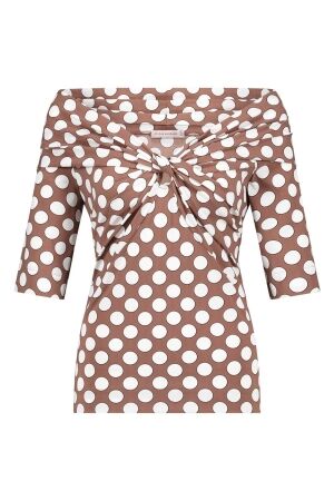 Studio Anneloes Studio Anneloes felina dot top 11635 T-shirt Lange mouw 8811 chocolate/off white