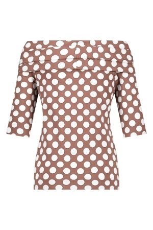 Studio Anneloes Studio Anneloes felina dot top 11635 T-shirt Lange mouw 8811 chocolate/off white