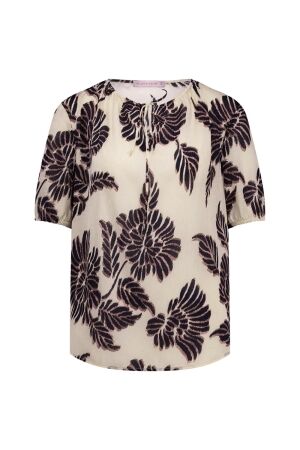 Studio Anneloes Studio Anneloes maite flower crepe top 11575 T-shirt Korte mouw 1488 kit/chocolate