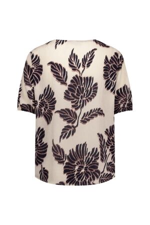 Studio Anneloes Studio Anneloes maite flower crepe top 11575 T-shirt Korte mouw 1488 kit/chocolate