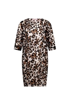 Studio Anneloes Studio Anneloes birgit leopard crepe dress 11602 Jurk 1488 kit/chocolate