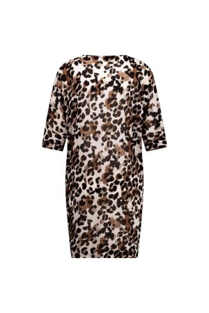 Studio Anneloes Studio Anneloes birgit leopard crepe dress 11602 Jurk 1488 kit/chocolate