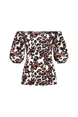 Studio Anneloes Studio Anneloes manon leopard top 11596 T-shirt Korte mouw 1488 kit/chocolate