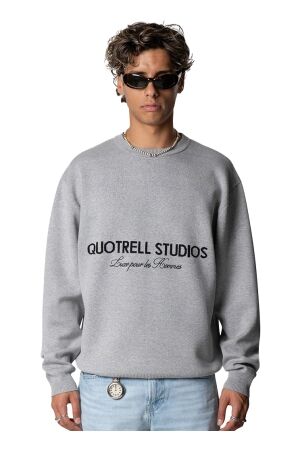 Quotrell Quotrell studios knitted crewneck sw53672 Sweater 8910 grey melee/black