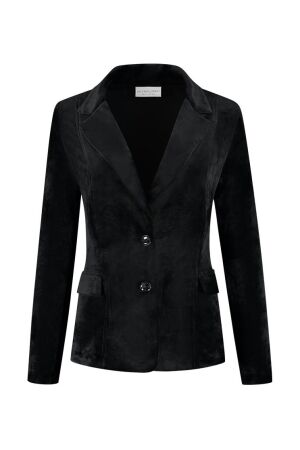 Helena Hart Helena Hart 7425uni blazer velour midi uni Blazers zwart