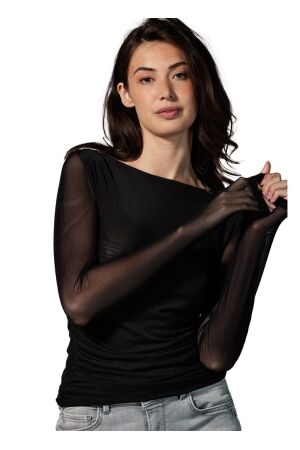Tramontana Tramontana c15-14-402 top mesh T-shirt Lange mouw 9000 black