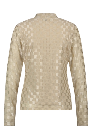 Tramontana Tramontana c25-14-401 top mesh checked T-shirt Lange mouw 1250 oatlatte