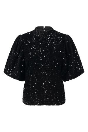 Tramontana Tramontana c36-14-401 top velours sequins T-shirt Korte mouw 9000 black
