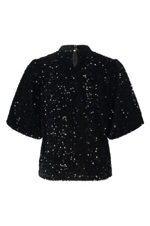 Tramontana Tramontana c36-14-401 top velours sequins T-shirt Korte mouw 9000 black