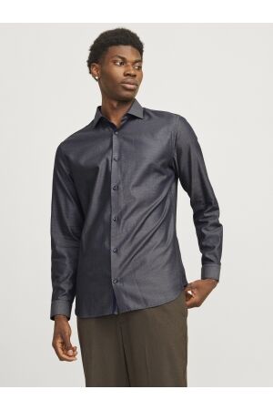 J&J Premium J&J Premium jprblaparker detail l/s shirt noos 12260641 Overhemd true navy slim fit