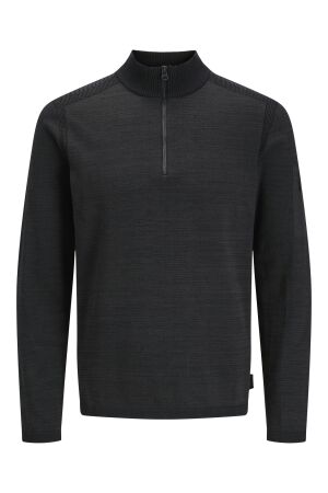 Jack & Jones Jack & Jones jcomace knit half zip smu 12270980 Trui black melange