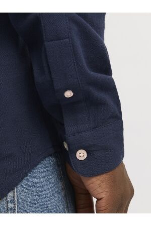 J&J Premium J&J Premium jprblalance pique l/s shirt smu 12269800 Overhemd naval academy slim fit
