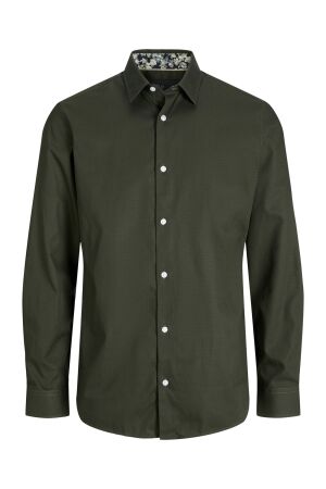 J&J Premium J&J Premium jprblaleeds print dobby l/s shirt ln 12268132 Overhemd peat comfort fit