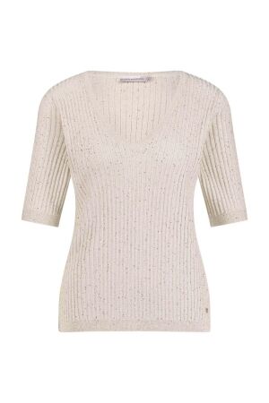Studio Anneloes Studio Anneloes tania glitter pullover 11786 Trui korte mouw 1100 off white