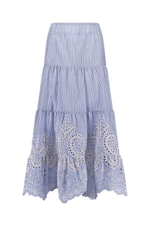 Studio Anneloes Studio Anneloes nola embroidery skirt 11804 6617 light blue/ecru