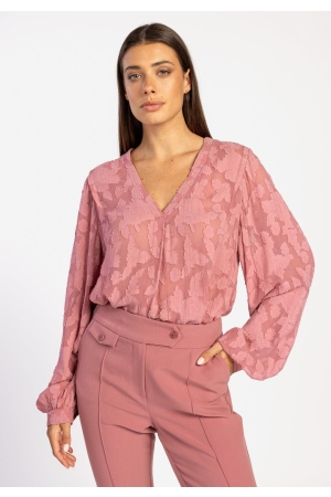 Aaiko Aaiko alana chiffon flower pes 509 T-shirt Korte mouw 171614 dusty berry