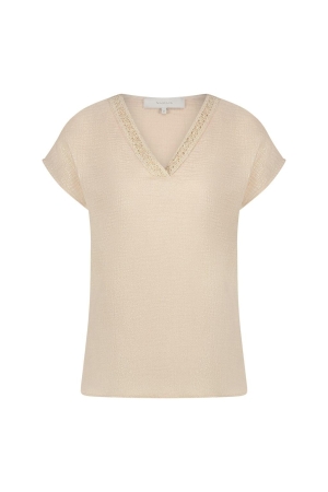 Nukus Nukus sandra top vneck T-shirt Korte mouw 126 offwhite/gold