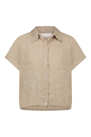 Nukus Nukus julietta top melange T-shirt Korte mouw 42 dark sand