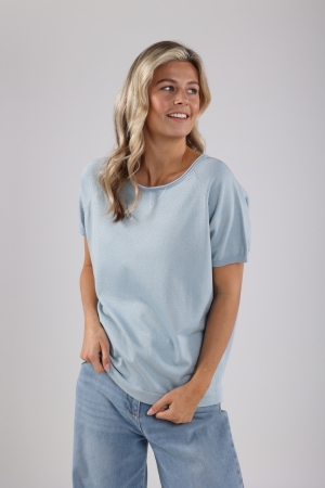 Nukus Nukus anita top lurex T-shirt Korte mouw 46 sky