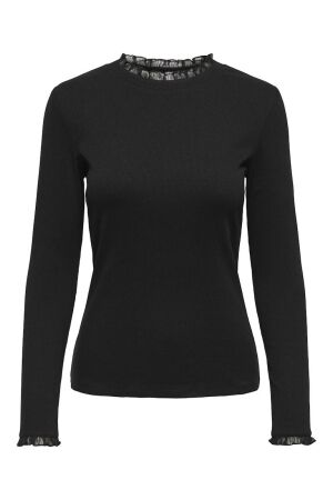 Only Only onlleslie l/s lace mix top jrs noos T-shirt Lange mouw black