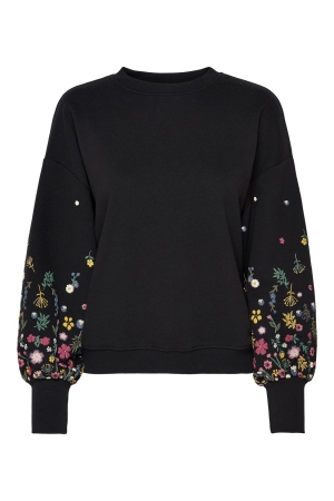 Only Only onlbrooke l/s o-neck flower swt noos Sweater black
