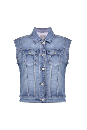 Geisha Geisha jeans jacket sleeveless 55021-10 827 mid blue denim