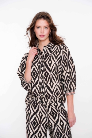 Geisha Geisha blouse 53261-20 Blouse 999 black/sand