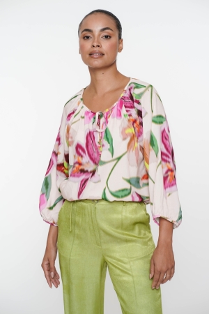 Geisha Geisha top 53247-20 Tops en Singlets 718 ecru/pink