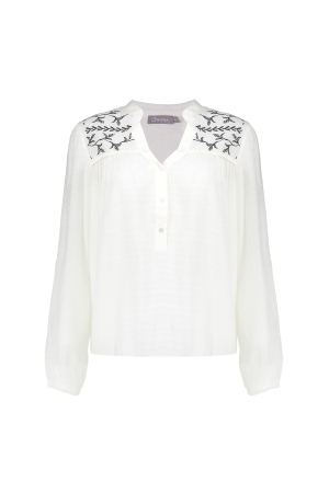 Geisha Geisha blouse embroidery 53066-14 Blouse 10 off-white/black