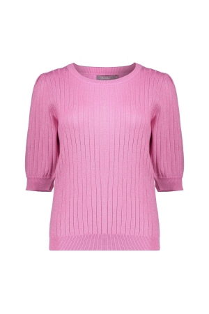 Geisha Geisha pullover rib short sleeves lurex 54038-14 Trui korte mouw 420 pink lurex