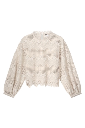 SUMMUM SUMMUM longsleeve top lace Sweater 702 pebble beige