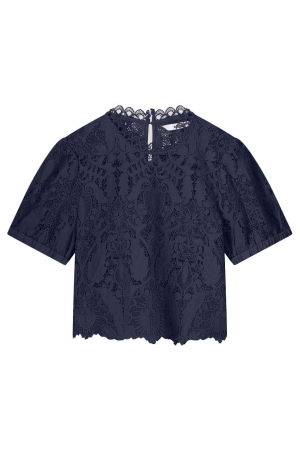 SUMMUM SUMMUM short sleeve top lace T-shirt Lange mouw 480 navy noir