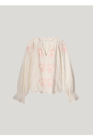 SUMMUM SUMMUM longsleeve top rose embroidery 122 ivory