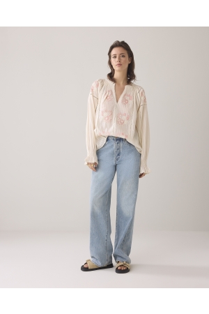 SUMMUM SUMMUM longsleeve top rose embroidery 122 ivory