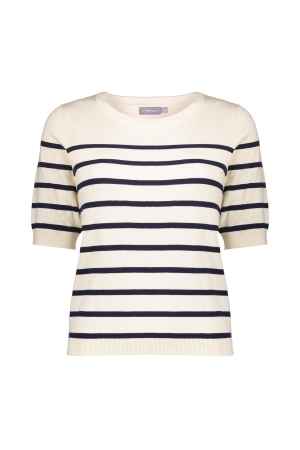 Geisha Geisha pull stripe short sleeves 54002-10 10 off-white/navy