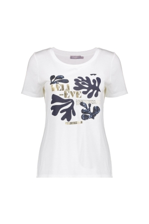 Geisha Geisha t-shirt believe 52114-41 10 off-white/navy