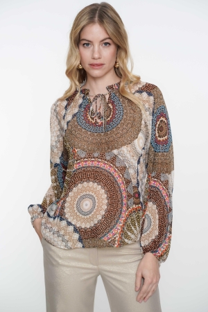 Geisha Geisha blouse 53268-20 Blouse 720 sand/black