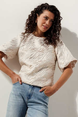 Tramontana Tramontana balloon-sleeve top  c41-15-401 T-shirt Lange mouw 008050-lightgold